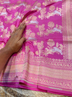 Baby Pink 100% Pure Banarasi Katan Silk Meenakari Saree