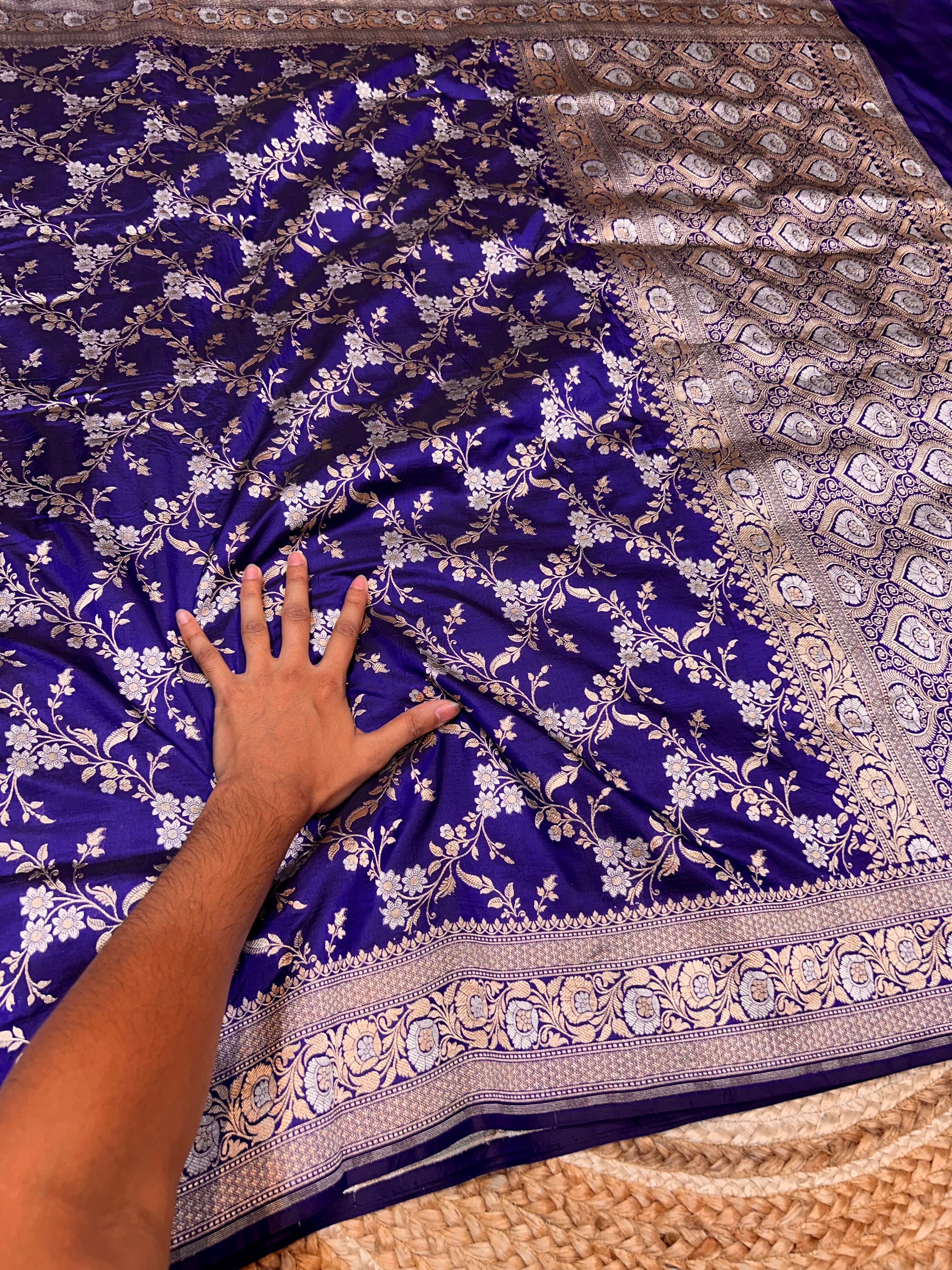 Prebook | Royal Blue 100% Pure Banarasi Katan Silk Meenakari Sareee