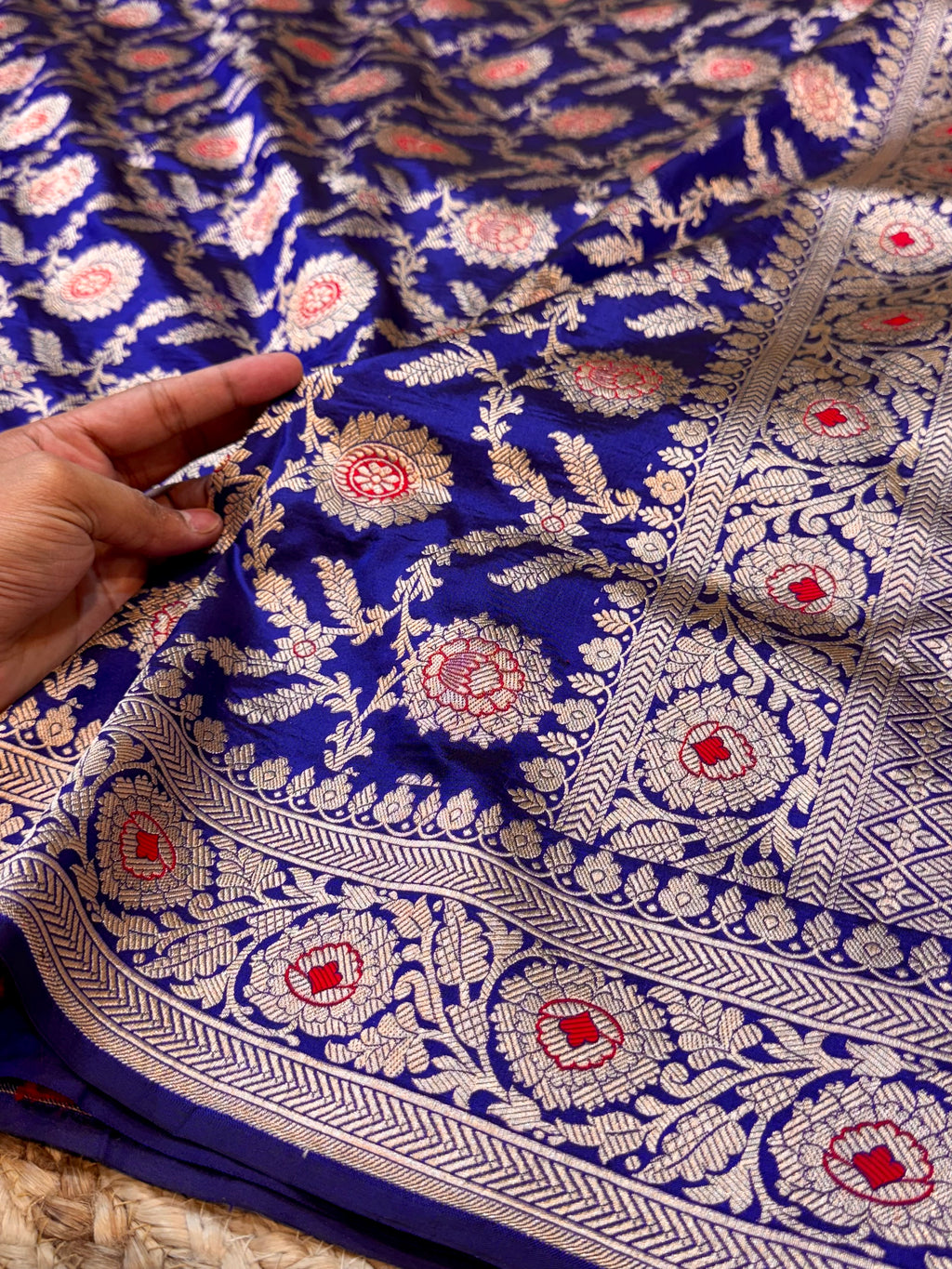Royal Blue 100% Pure Banarasi Katan Silk Meenakari Saree