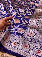 Royal Blue 100% Pure Banarasi Katan Silk Meenakari Saree