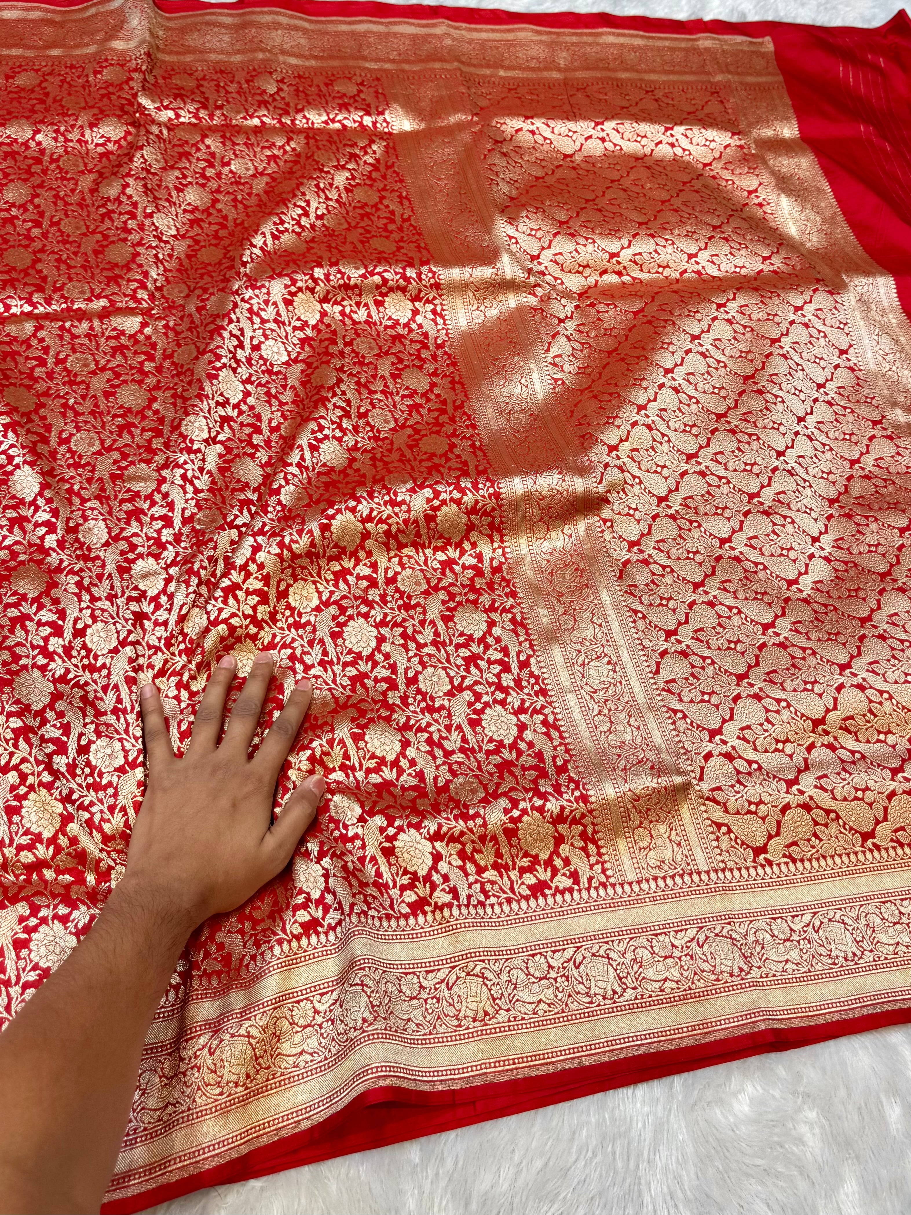 Bridal Red 100% Pure Banarasi Katan Silk Brocade Saree