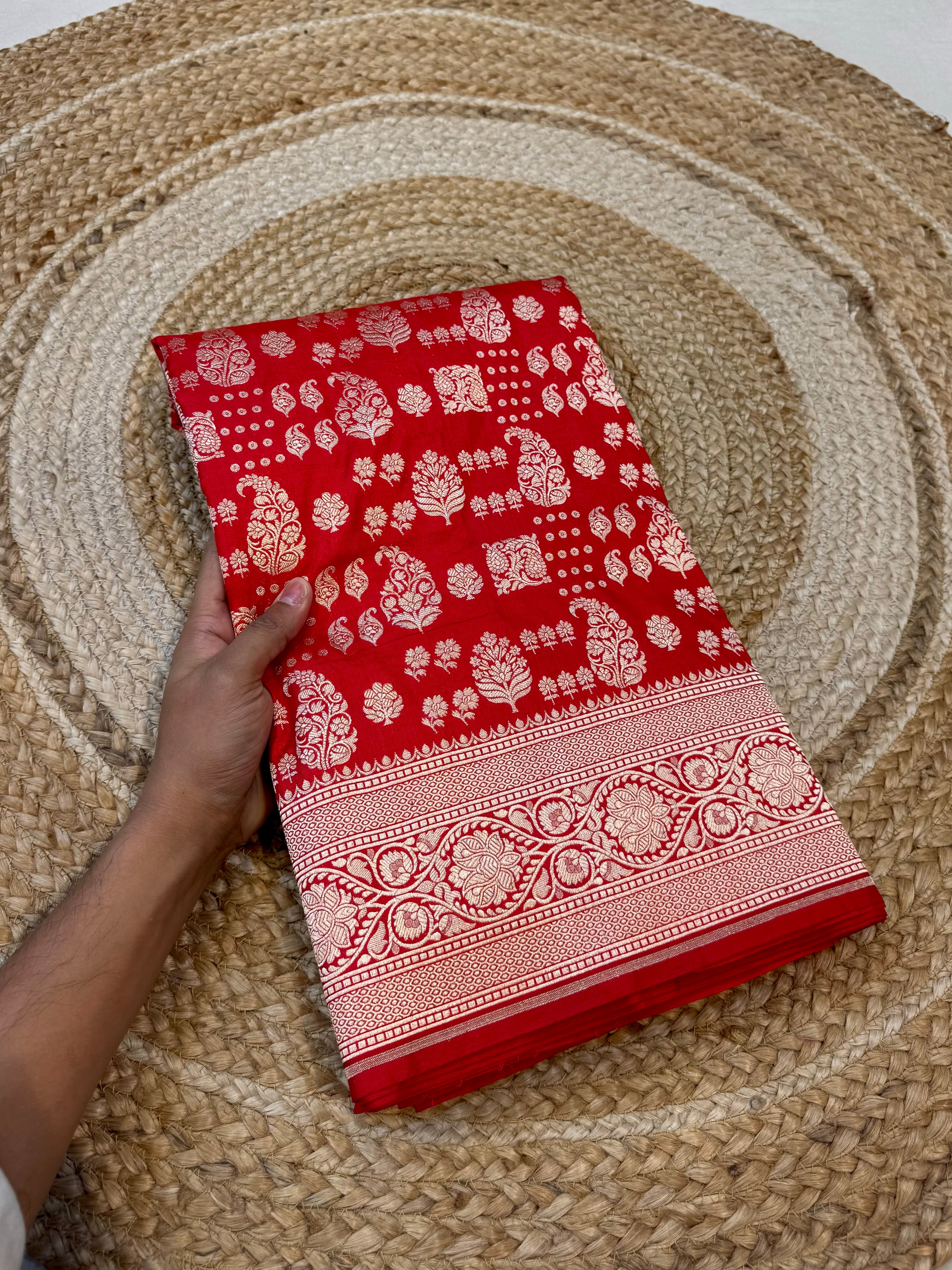 Red 100% Pure Banarasi Katan Silk Saree
