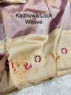 Diamond Golden Pure Banarasi Tissue Silk Tilfi Handloom Handwoven Saree