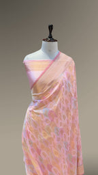 Baby Pink Exclusive Pure Banaras Katan Silk Rangkaat Saree
