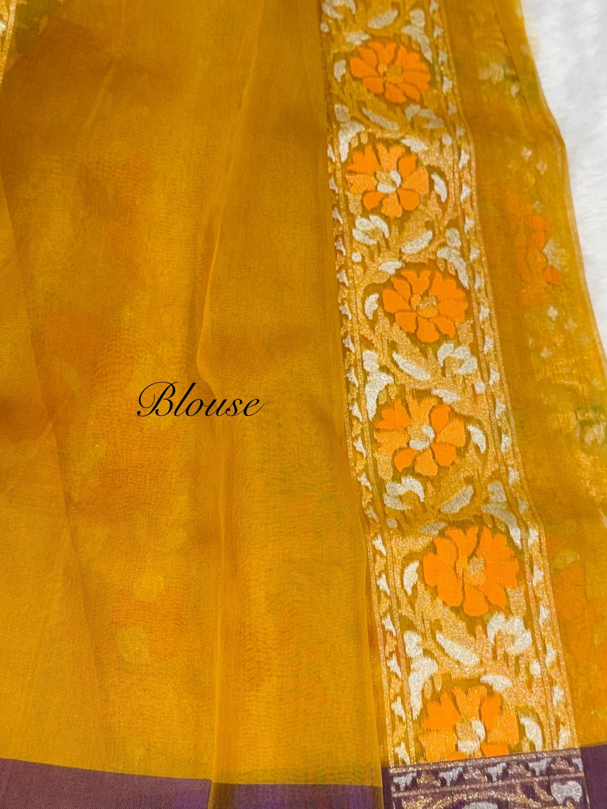 Sunflower Yellow 100% Pure Ektara Banarasi Kora Jamdani Saree