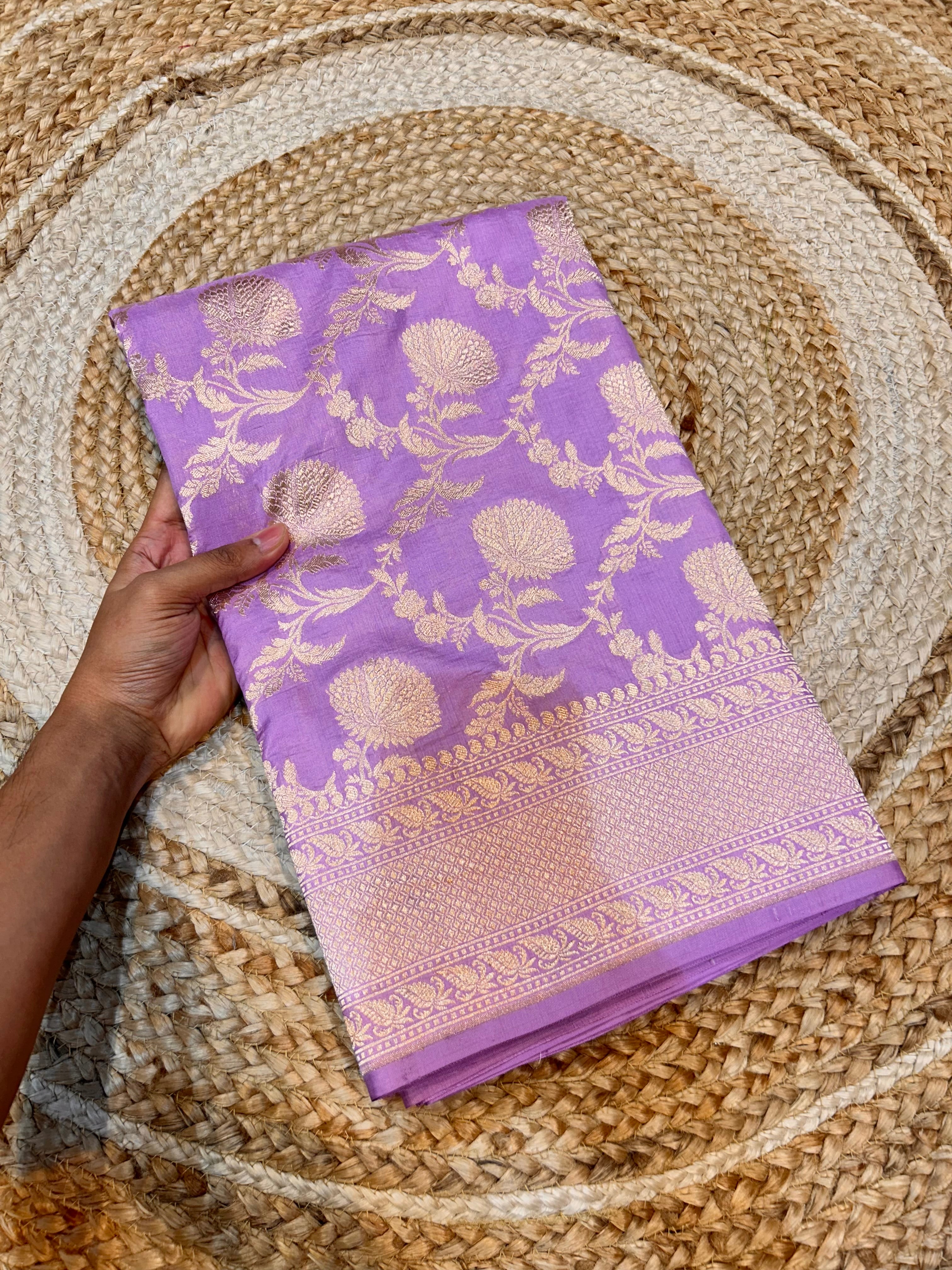 Lavender 100% Pure Banarasi Katan Silk Saree