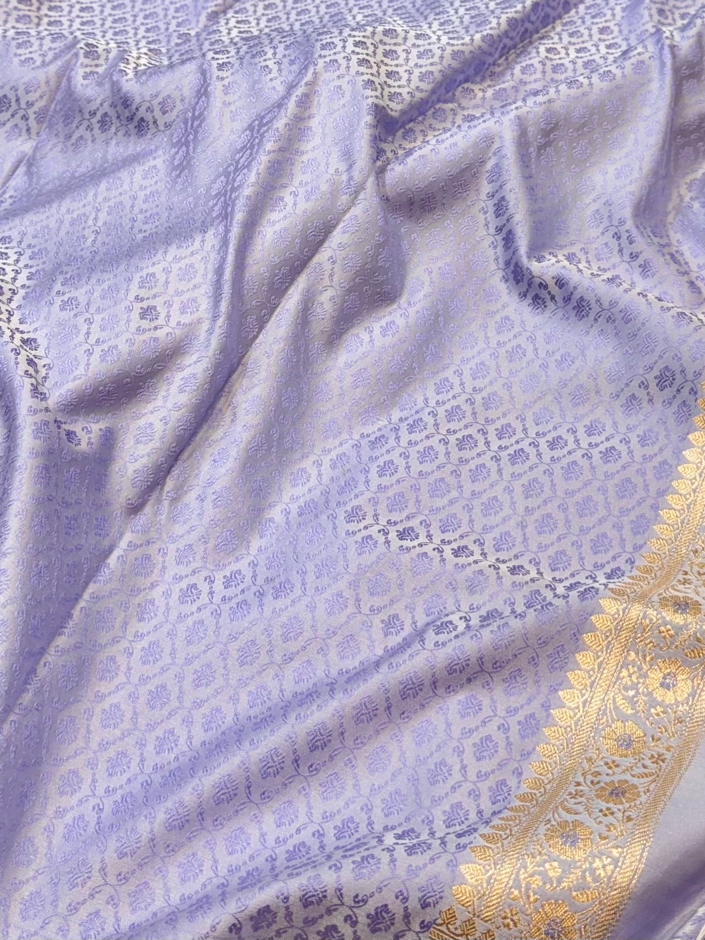 Lavender Banarasi Soft Mashru Silk Partywear Meenakari Saree