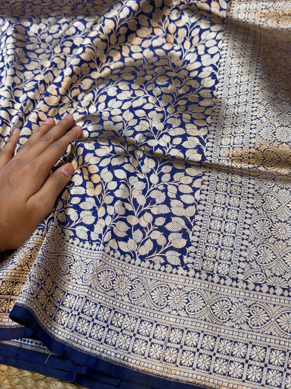 Royal Blue 100% Pure Banarasi Katan Silk Brocade Saree