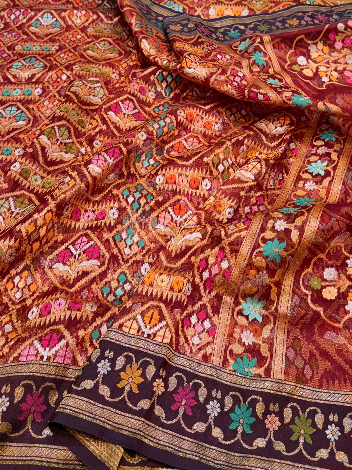 Prebook | Wine Ektara Banarasi Kora Jamdani Saree