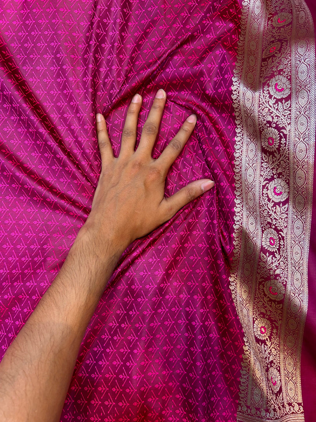 Magenta Pink Banarasi Soft RANGKAAT Mashru Silk Partywear Saree
