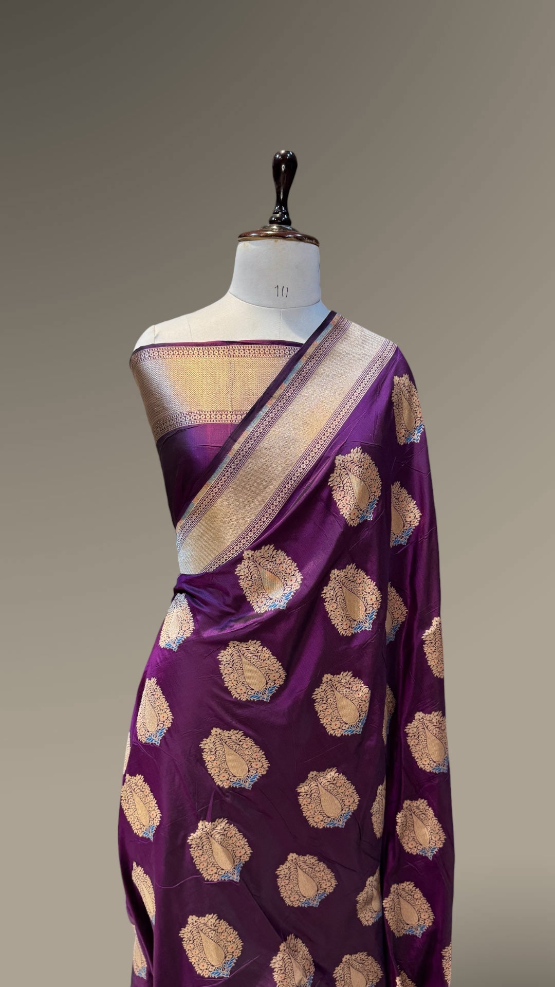 Wine Purple 100% Pure Banarasi Katan Silk Meenakari Saree
