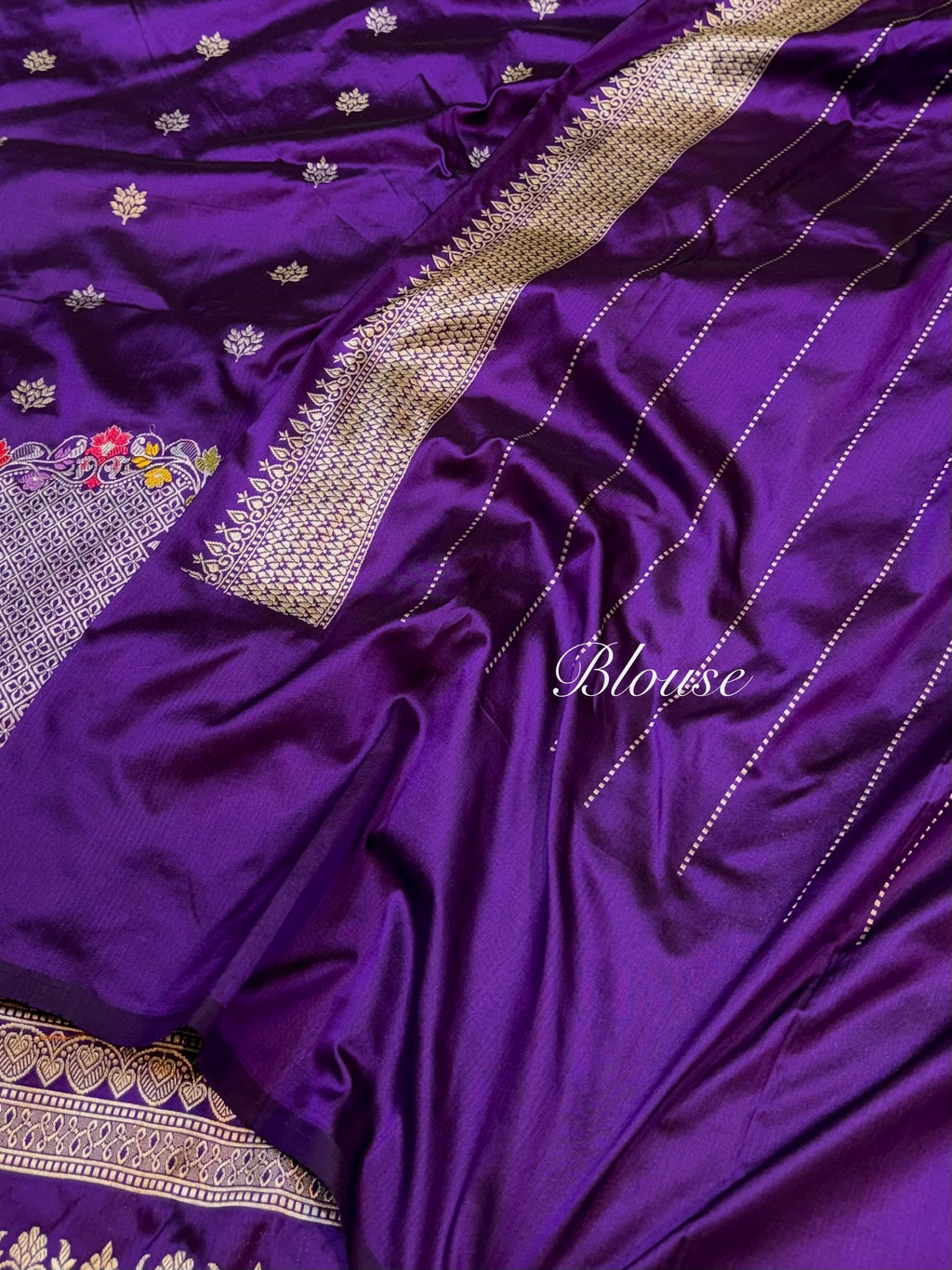 Violet Purple 100% Pure Banaras Katan Silk Handloom Handwoven Pattu Saree