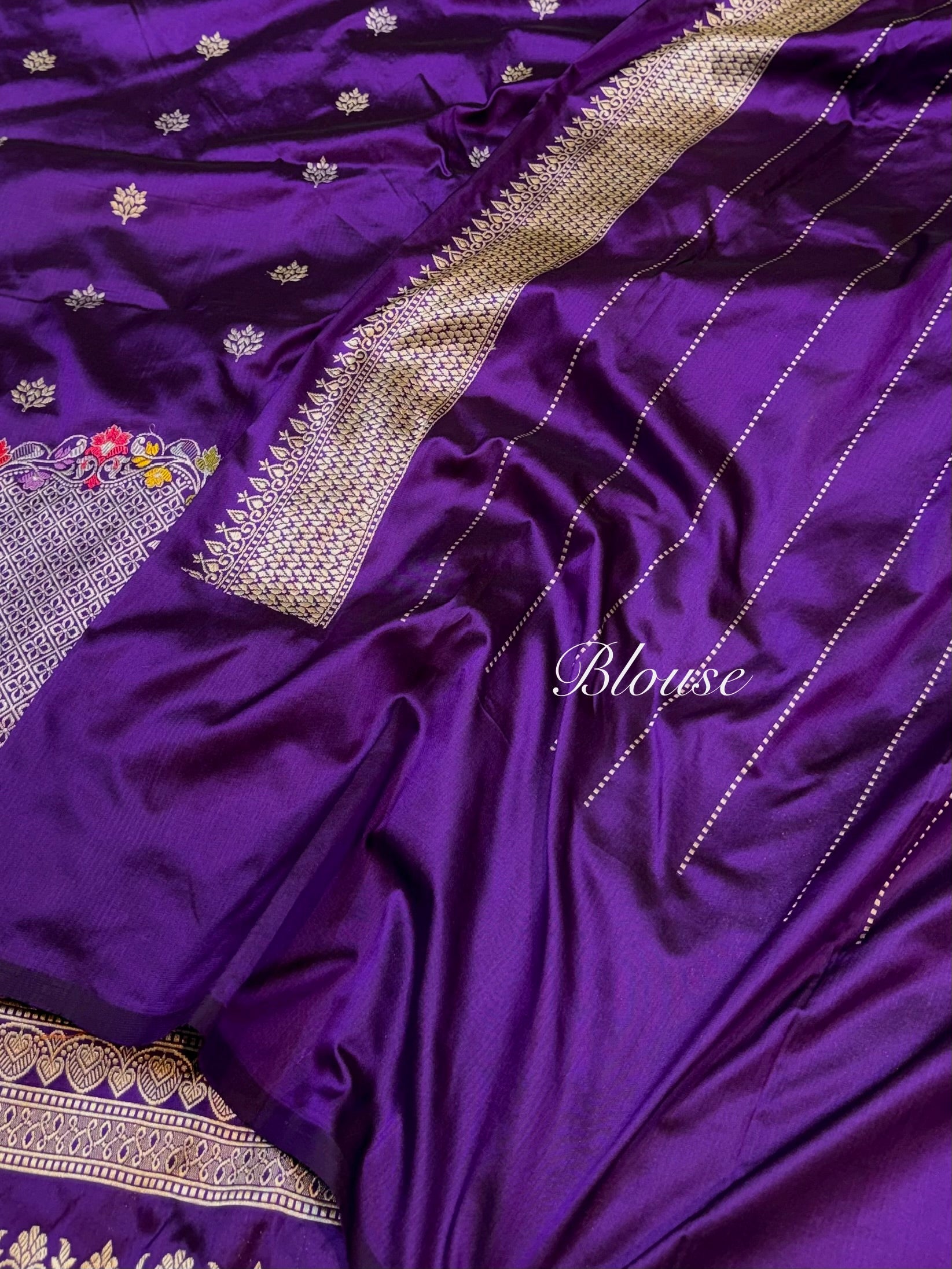 Violet Purple 100% Pure Banaras Katan Silk Handloom Handwoven Pattu Saree