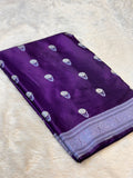 Violet Purple Banarasi Soft Meenakari Mashru Silk Partywear Saree
