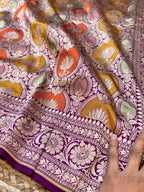 Wine Purple 100% Pure Banaras Katan Silk Rangkaat Saree