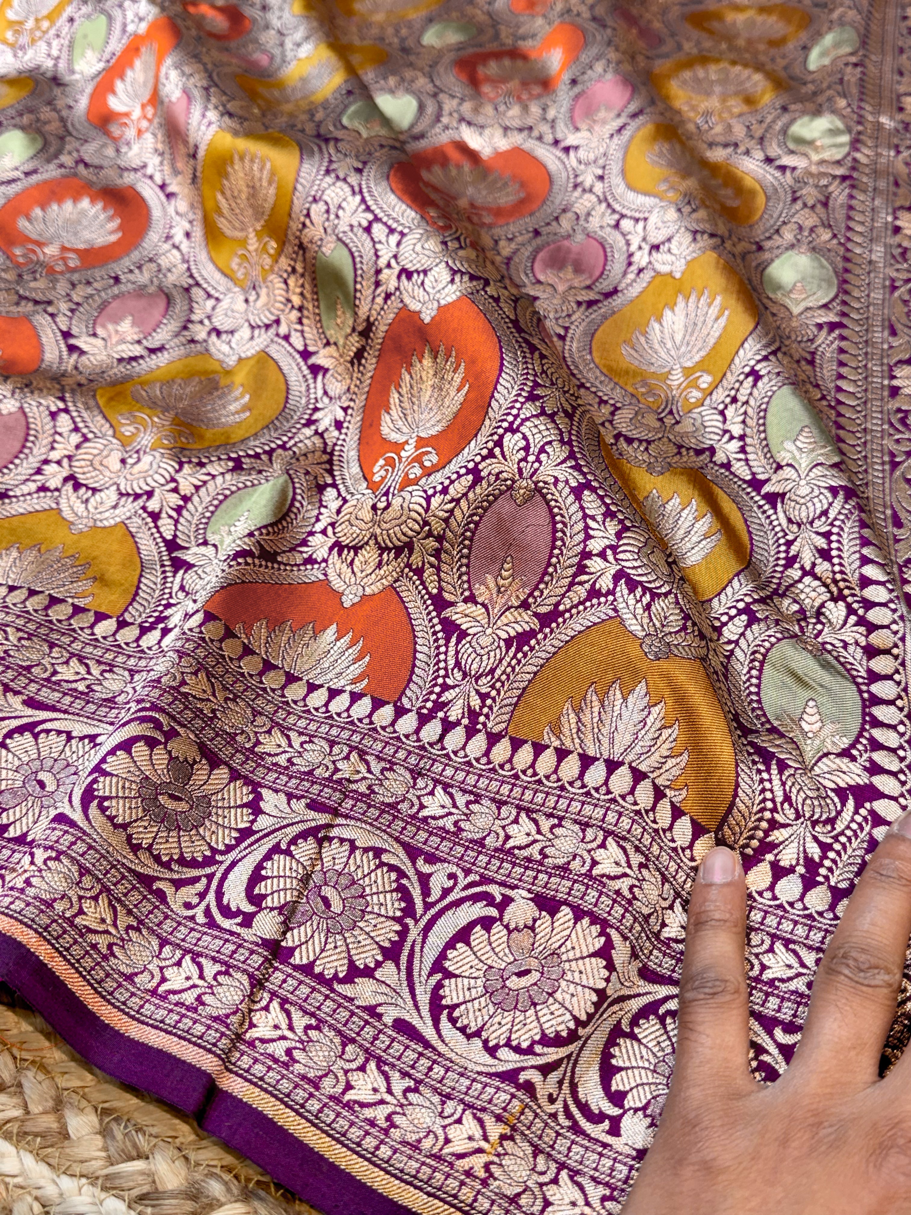 Wine Purple 100% Pure Banaras Katan Silk Rangkaat Saree