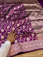 Wine Purple 100% Pure Banarasi Katan Silk Saree