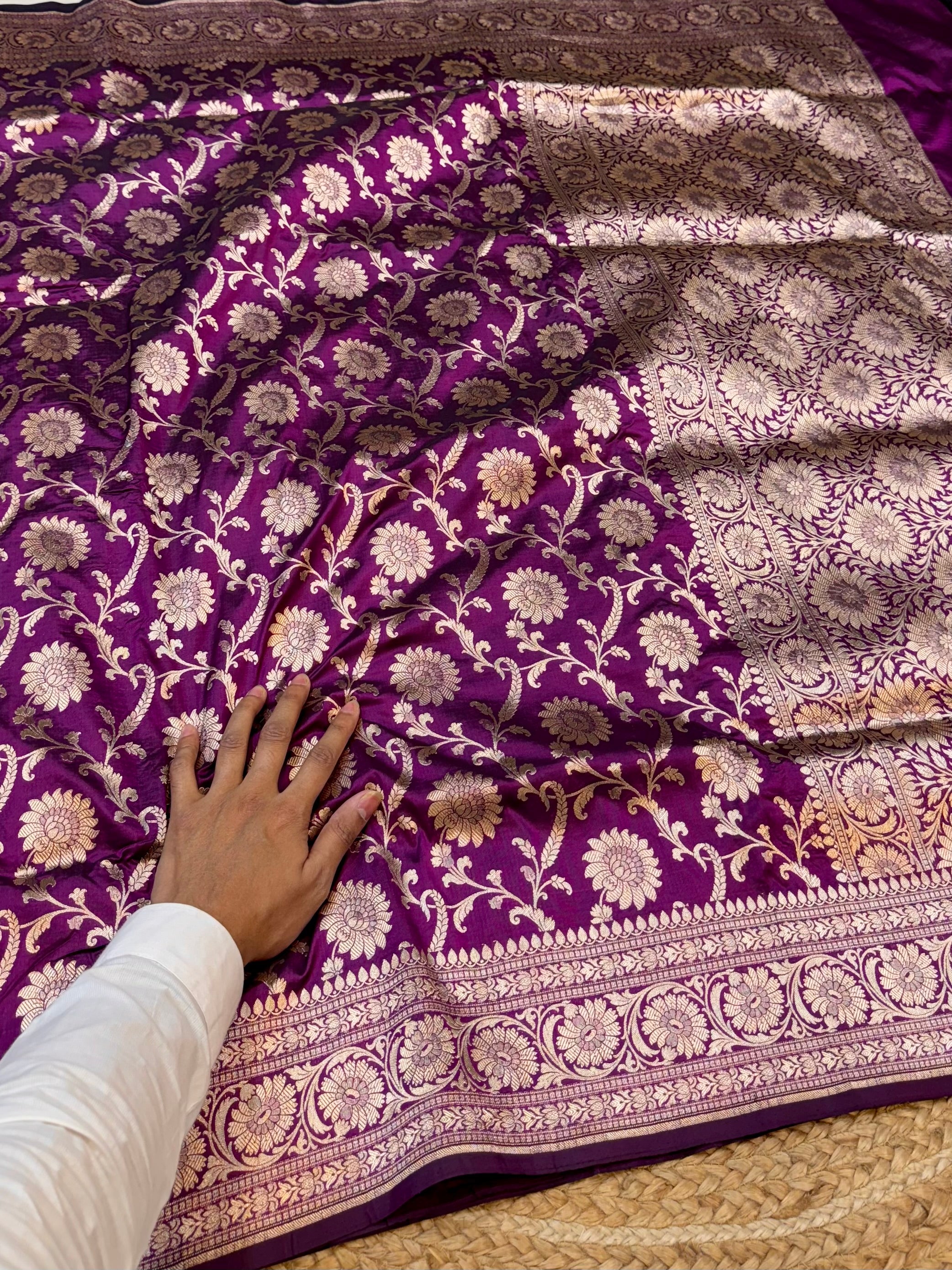 Wine Purple 100% Pure Banarasi Katan Silk Saree