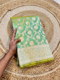 Dual Shade Green 100% Pure Banarasi Katan Silk Saree