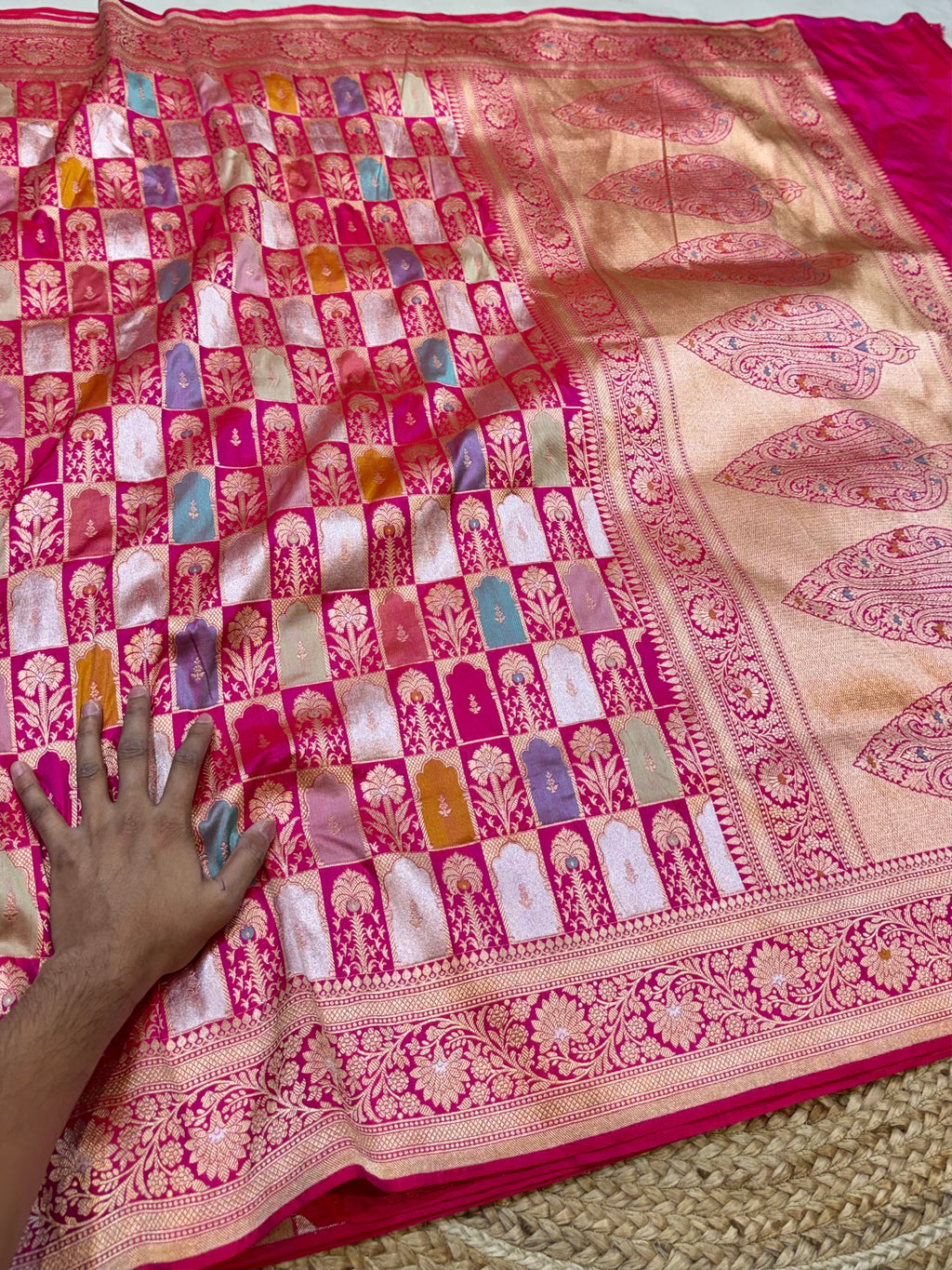 Prebook | Rani Pink 100% Pure Banaras Katan Silk Rangkaat Saree