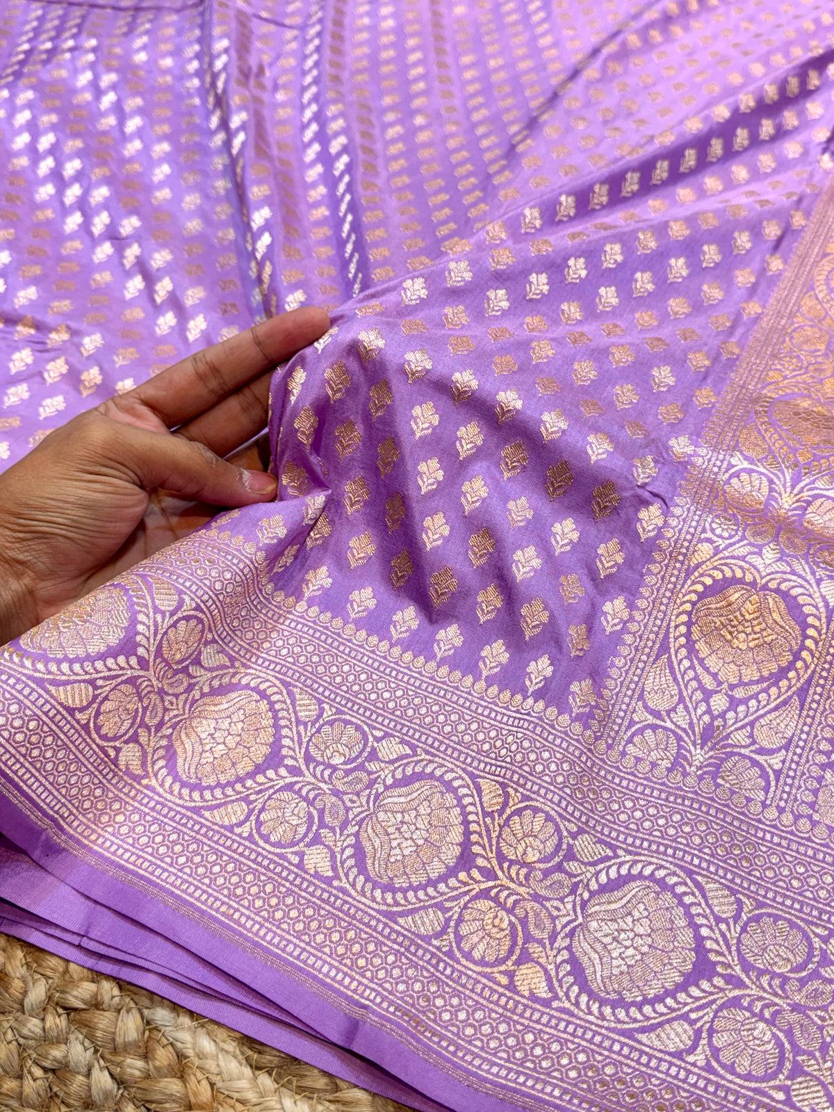 Lavender Pure Banarasi Katan Silk Saree