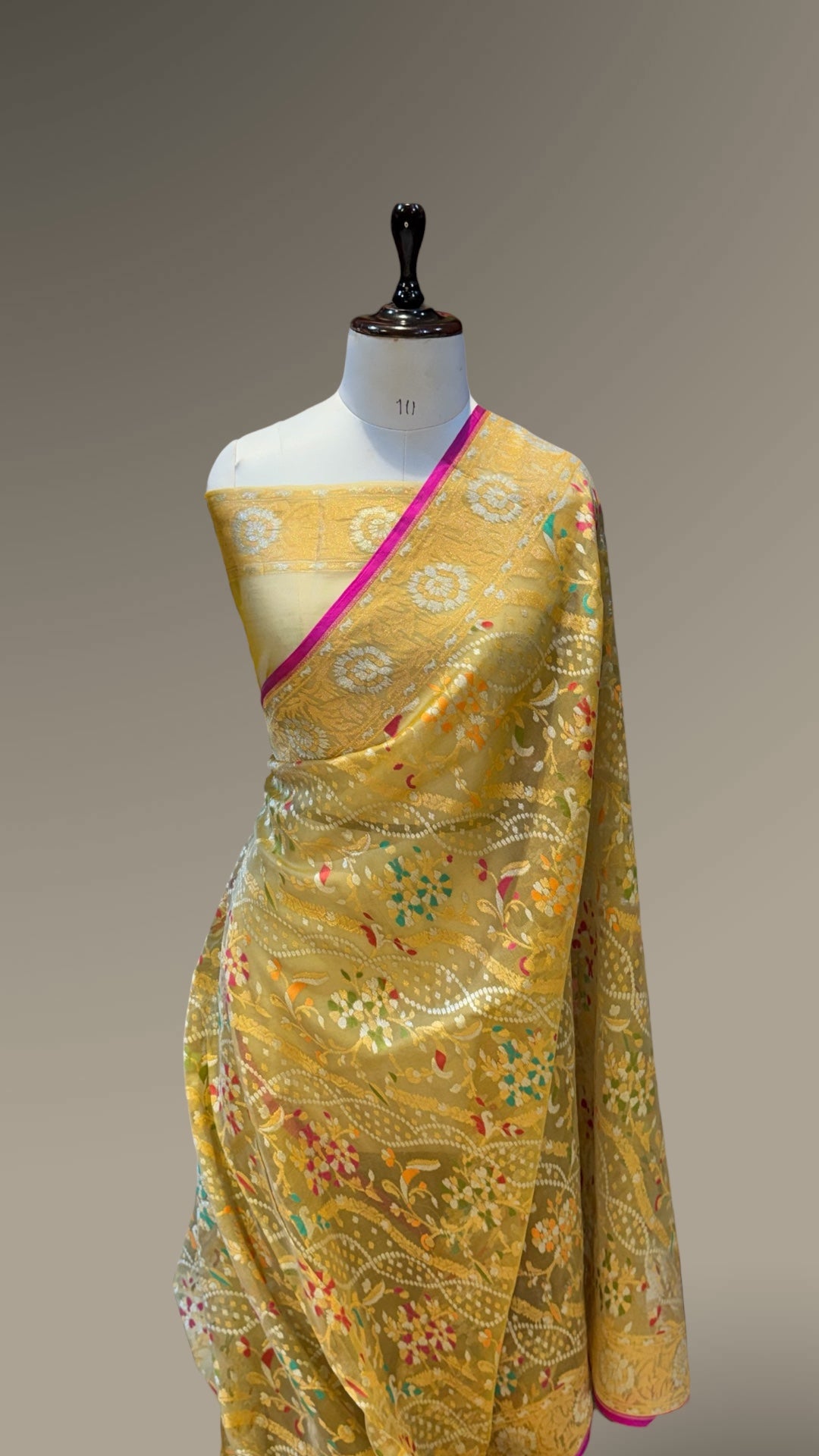 Light Pista Green Pure Ektara Banarasi Kora Jamdani Saree