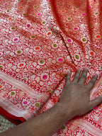Red 100% Pure Banarasi Katan Silk Meenakari Brocade Saree