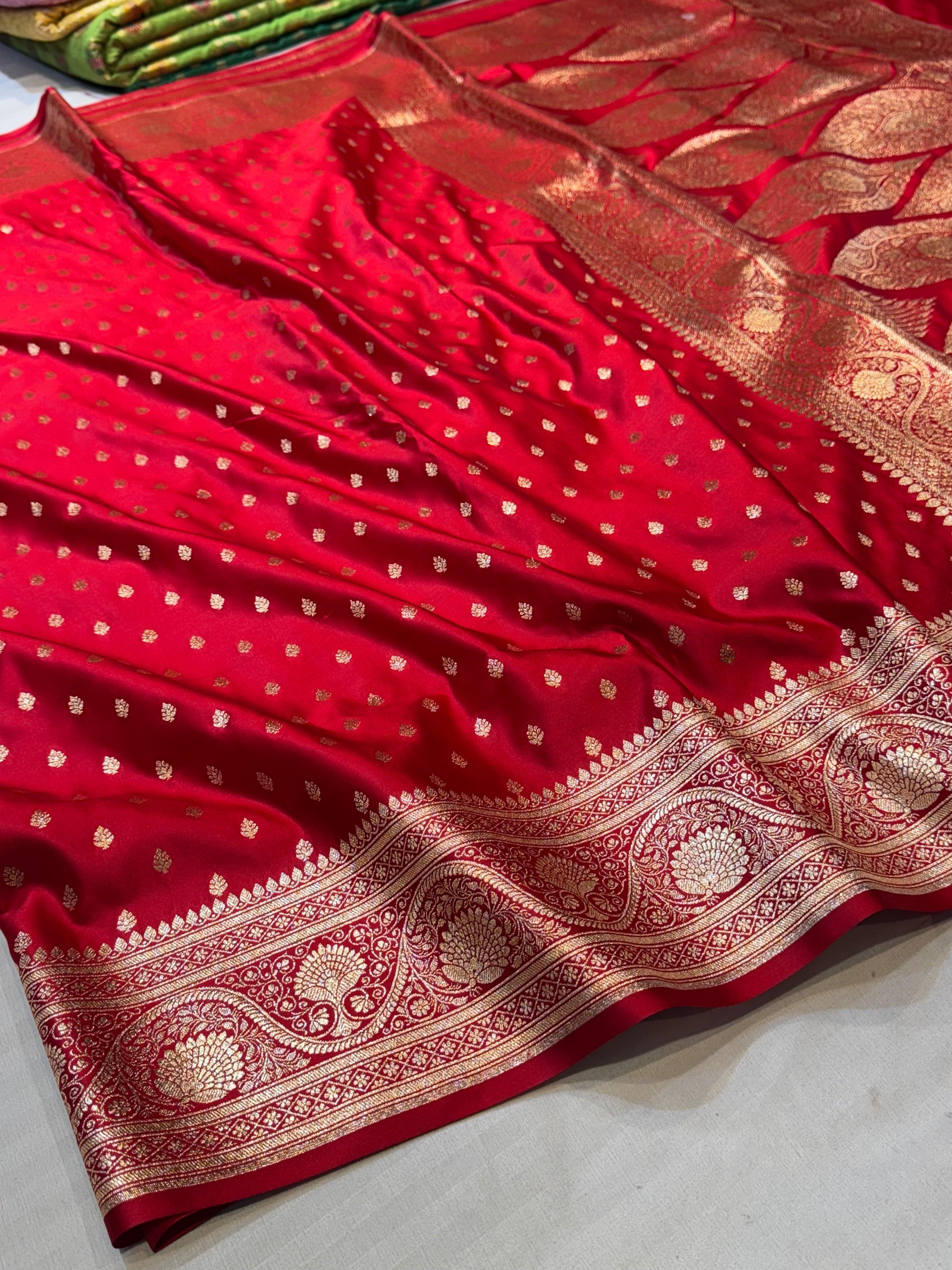Red Banarasi Soft Mashru Silk Partywear Saree