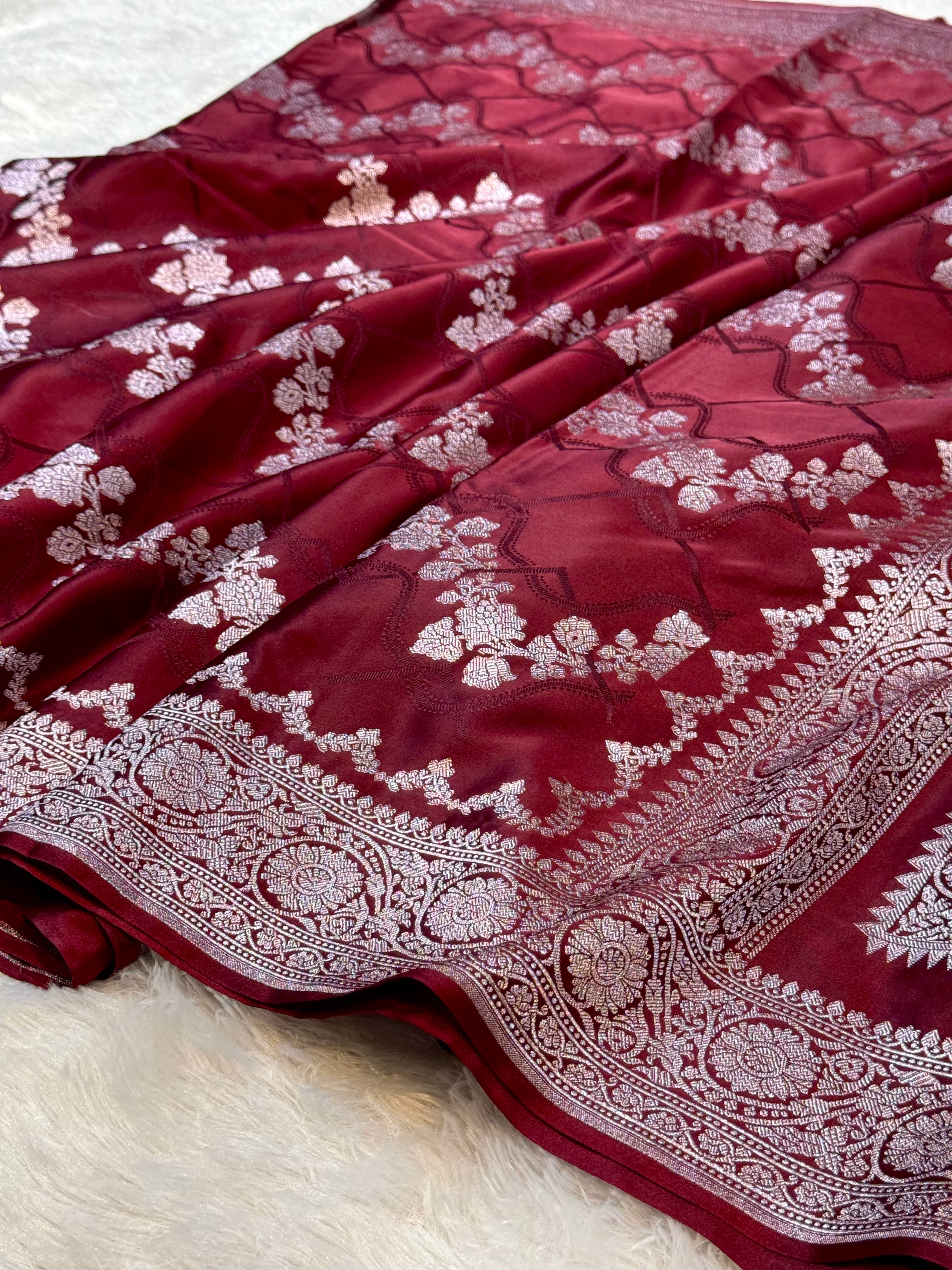 Coca Cola Banarasi Soft Mashru Silk Partywear Saree