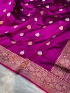 Wine Purple 100% Pure Banaras Katan Silk Handloom Handwoven Pattu Saree