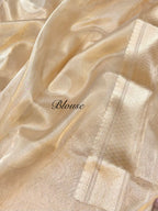 Diamond Gold 100% Pure Banarasi Tissue Silk Handloom Handwoven Saree