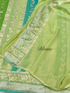 Pista Green 100% Pure Banarasi Khaddi Georgette RANGKAAT Saree