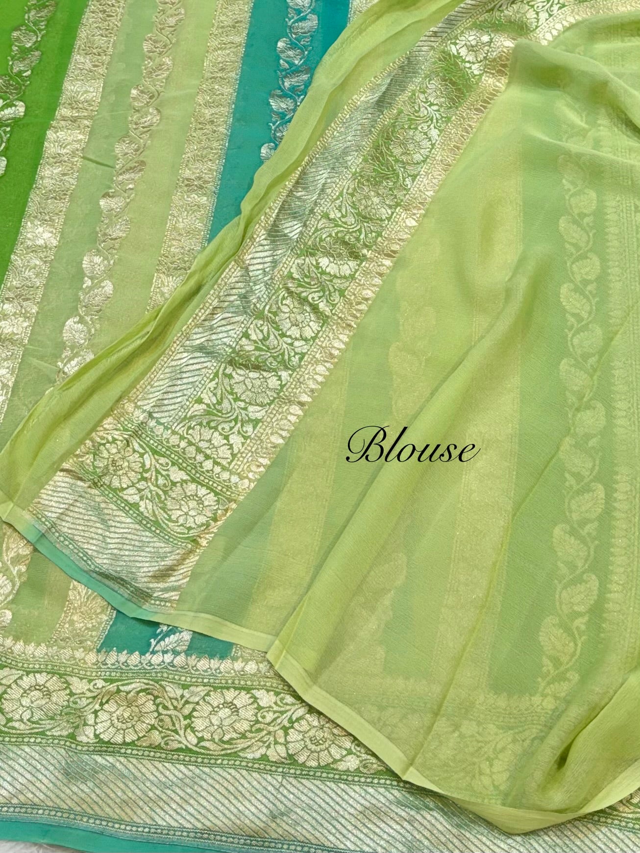 Pista Green 100% Pure Banarasi Khaddi Georgette RANGKAAT Saree