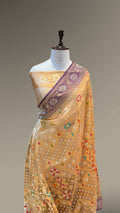 Diamond Golden Pure Ektara Banarasi Tissue Jamdani Saree