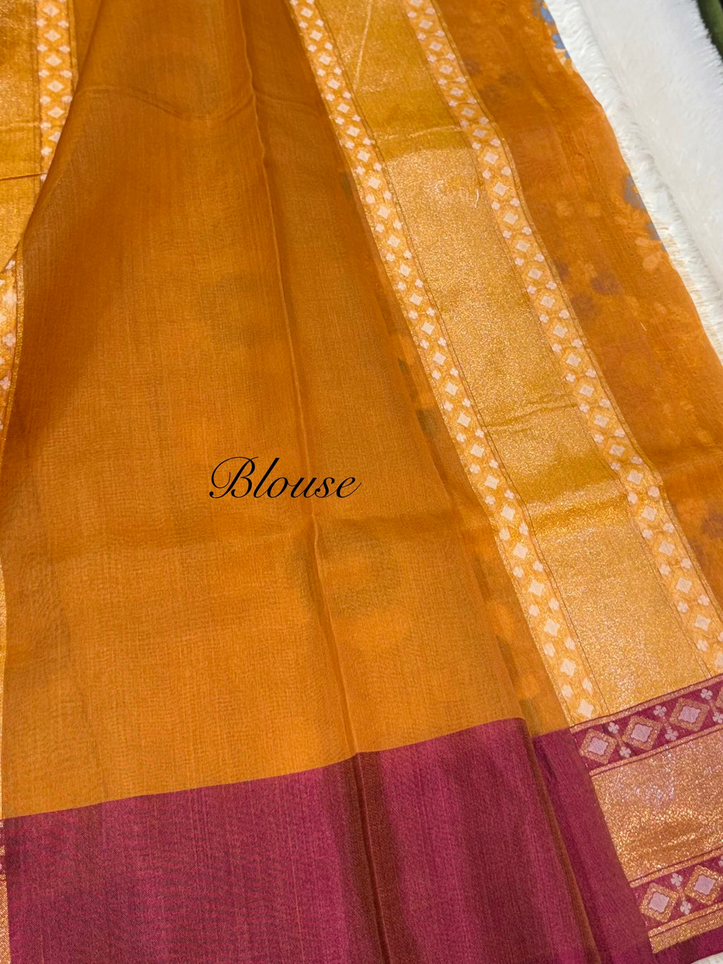 Musturd Yellow 100% Pure Ektara Banarasi Kora Jamdani Saree