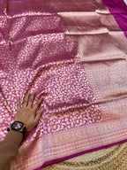Magenta Pink 100% Pure Banarasi Katan Silk Brocade Saree