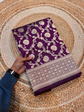 Wine Purple 100% Pure Banarasi Katan Silk Saree