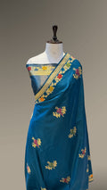 Sapphire Blue Pure Banarasi Katan Silk Tilfi Meenakari Handloom Handwoven Saree