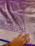 Purple 100% Pure Banarasi Katan Silk Brocade Saree