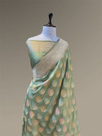 Olive Green 100% Pure Banarasi Katan Silk Tilfi-Meenakari Saree