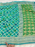 Sea Green 100% Pure Banarasi Khaddi Georgette RANGKAAT Saree