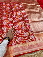 Red 100% Pure Banarasi Katan Silk Tilfi Meenakari Saree