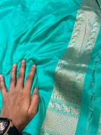 Cyan 100% Pure Katan Silk Saree