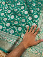Rama Green 100% Pure Banarasi Katan Silk Meenakari Saree
