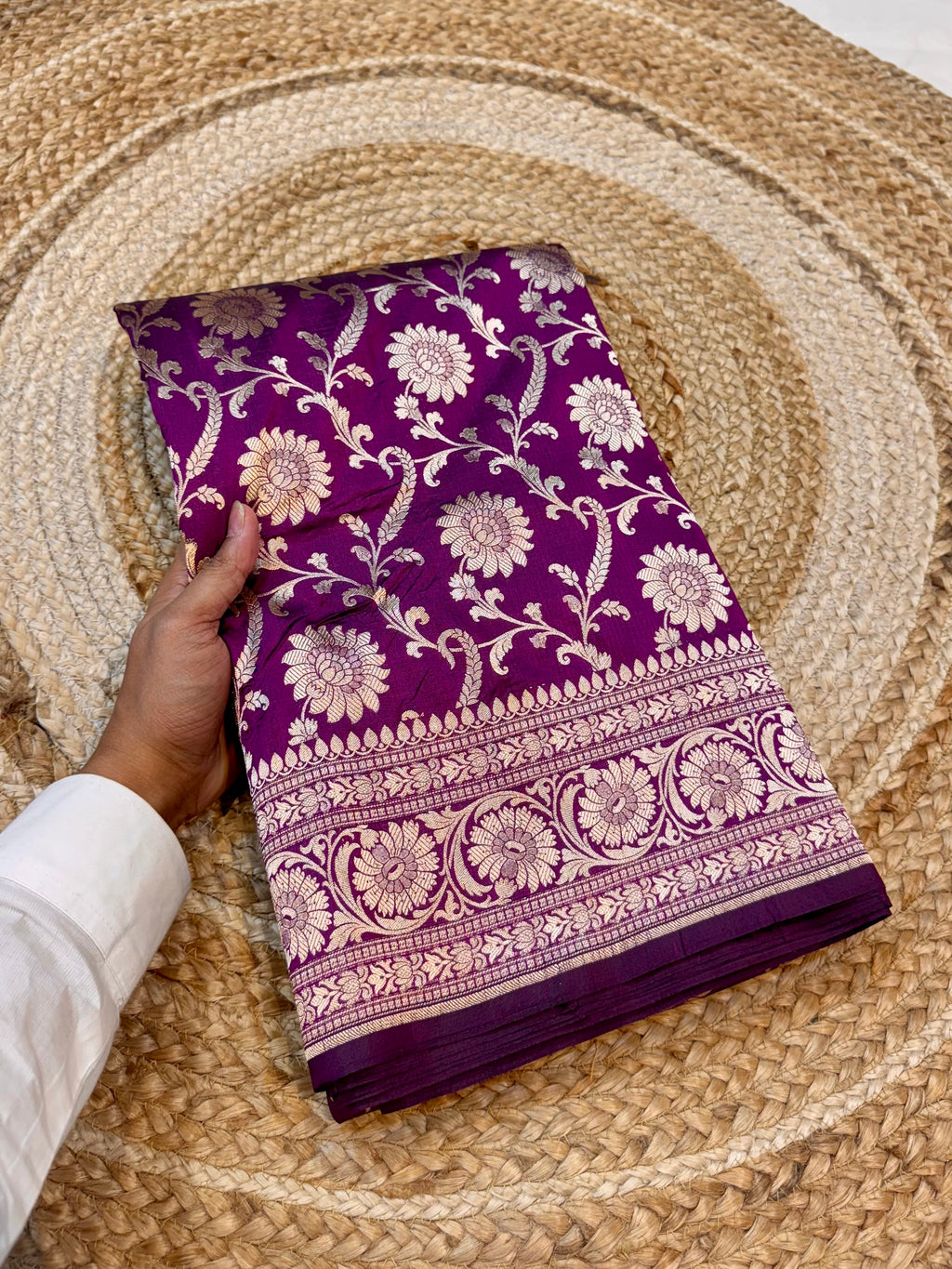Wine Purple 100% Pure Banarasi Katan Silk Saree