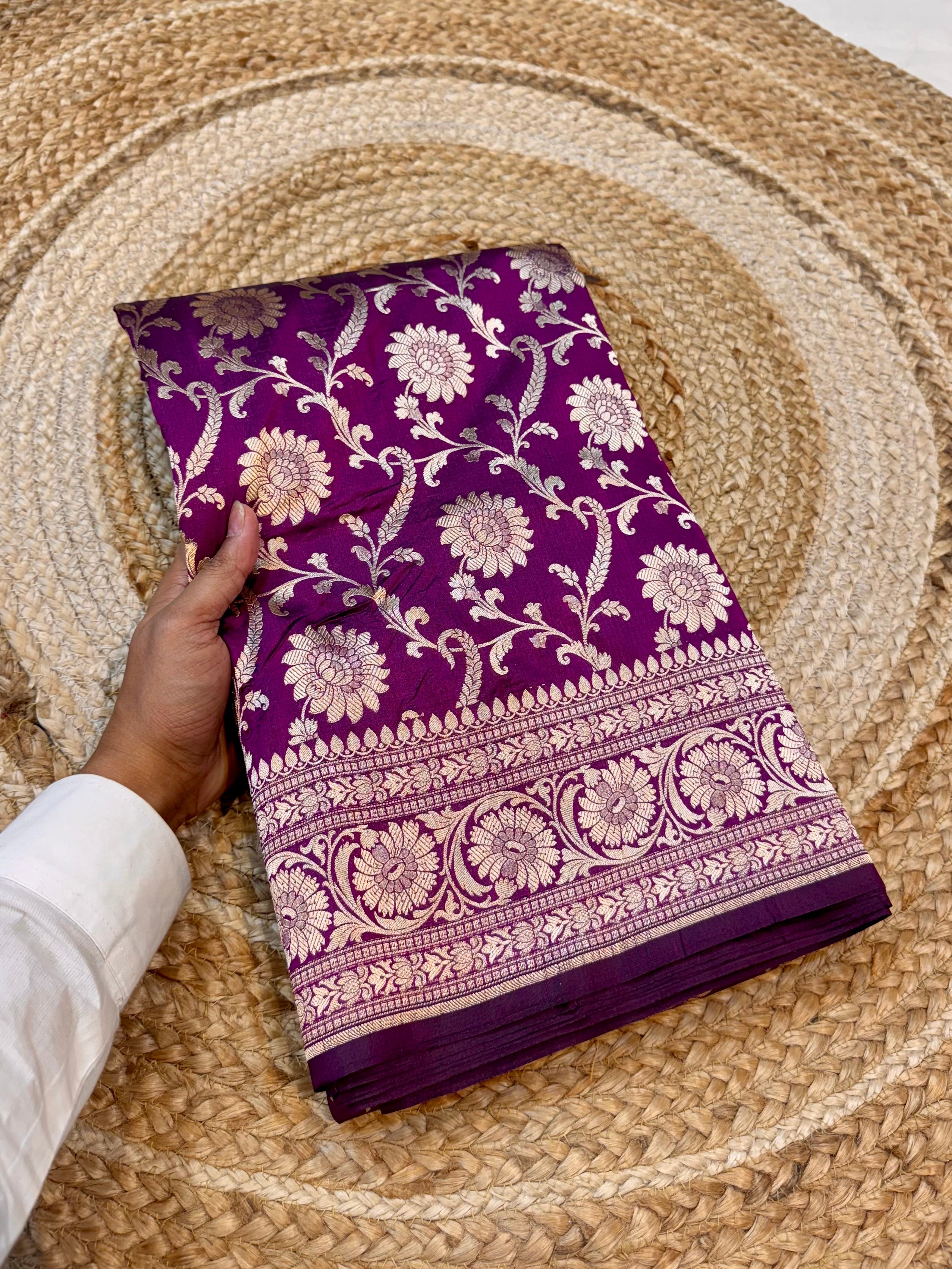 Wine Purple 100% Pure Banarasi Katan Silk Saree