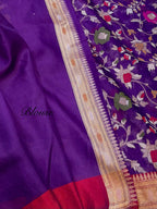 Prebook | Purple 100% Pure Ektara Banarasi Kora Jamdani Saree