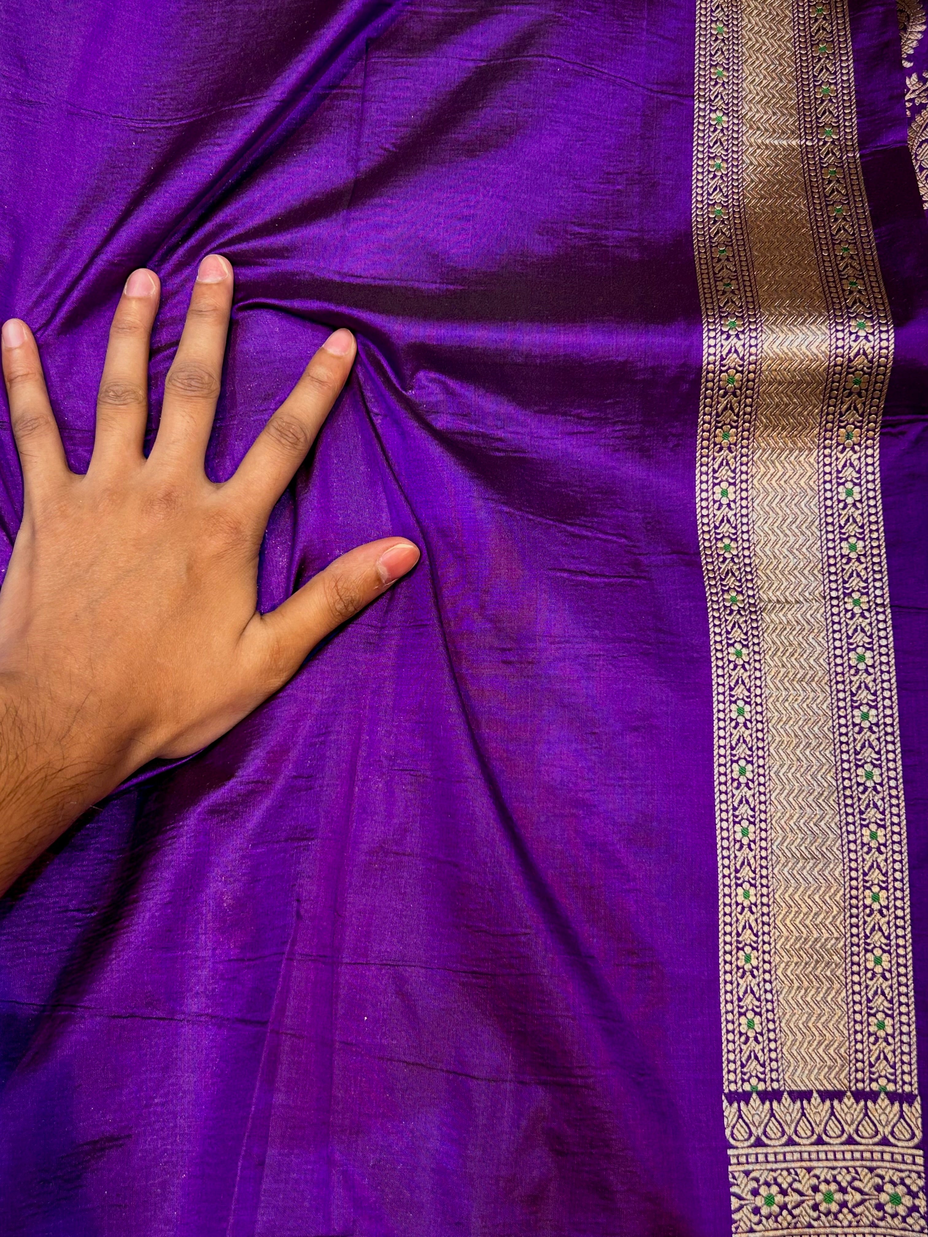 Violet Purple 100% Pure Banarasi Katan Silk Meenakari Saree