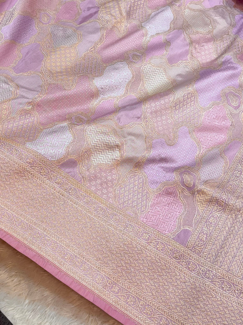 Prebook | Pastel Lavender Exclusive Pure Banaras Katan Silk Rangkaat Sareea