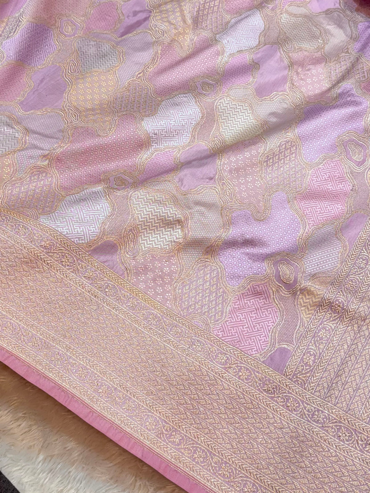 Prebook | Pastel Lavender Exclusive Pure Banaras Katan Silk Rangkaat Sareea